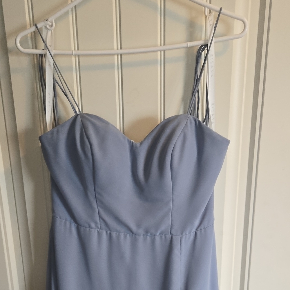 Azazie Light Blue Strappy Sweetheart Maxi Dress Size 6